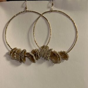 2inch gold fill hoop earrings with shells. Made in hawaii